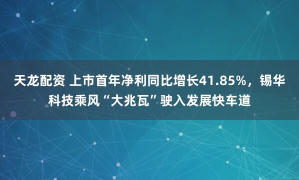 天龙配资 上市首年净利同比增长41.85%，锡华科技乘风“大兆瓦”驶入发展快车道
